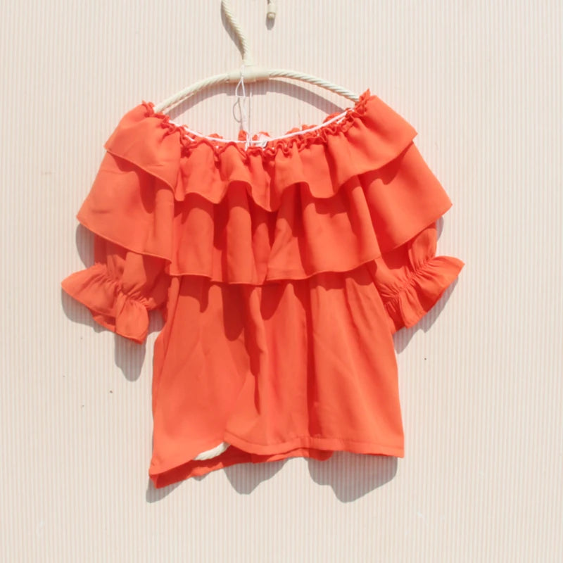 2024 Summer Baby Toddler Teenager Girls White Blouse Chiffon Ruffles Girl Tops Kids Shirt Children Clothes 6 8 10 12 Years