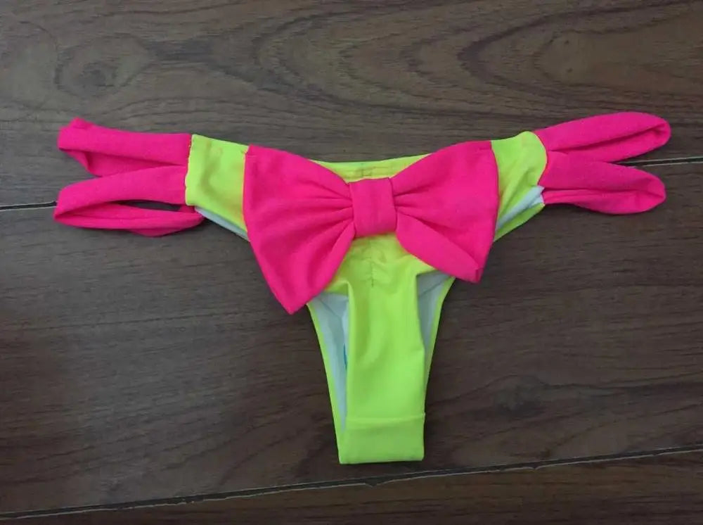 Brazilian Bikini Bottom Panties Summer Bow-knot Women Sexy Beach Thong Swimsuit Bikini Bottoms Underwear