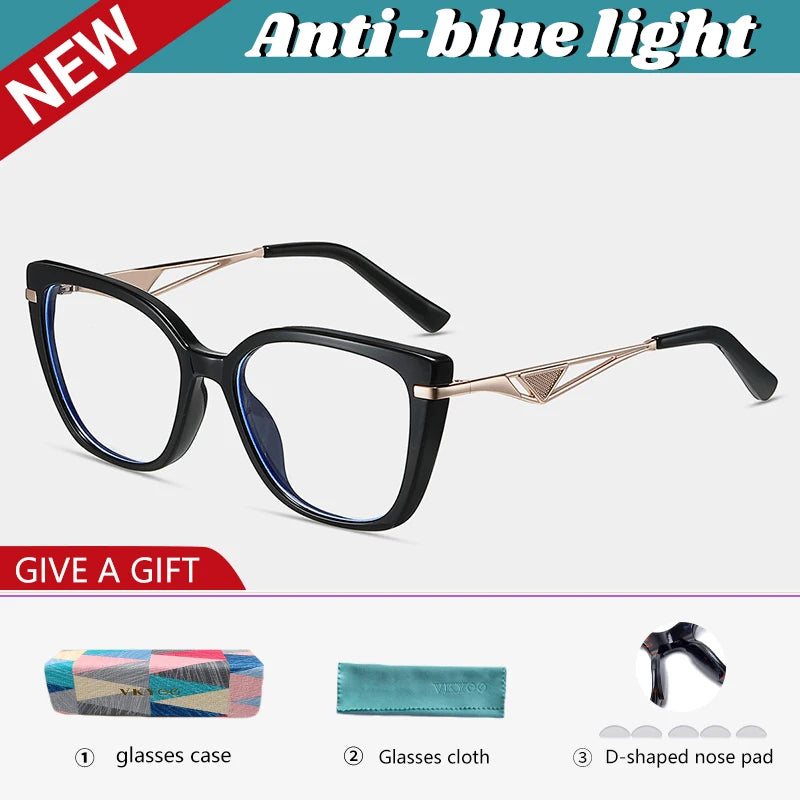 VICKY New Geometric Square Frame Fashion Design Women's Anti-Blue Light Reading Glasses Customizable Prescription 87326