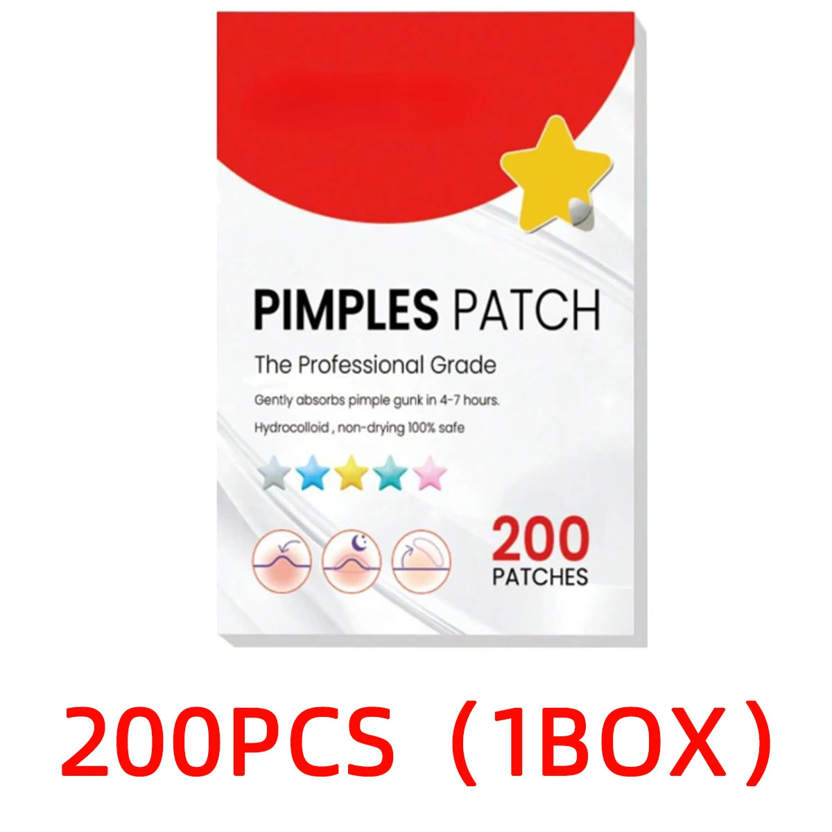 200PCS water-based gel acne patch for reducing acne, used once for facial and skin night spot stickers acne patches