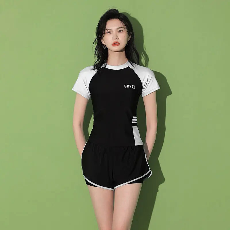 Summer Kawaii Chic Y2K Lady Swimsuits Patchwork Letter Sexy Elegant Swimwear Fashion Casual Korean Women's Two-piece Swimsuit