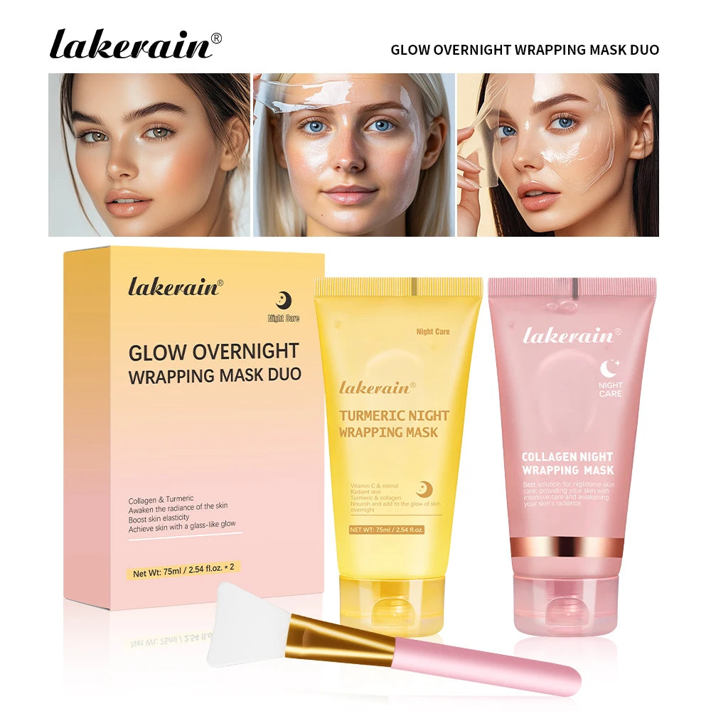Glow night Wrapping Mask Deep Hydration Care Reduces Sagging&Dullness Even Skin Tone Mask Collagen Turmeric Hydrating Moisturize