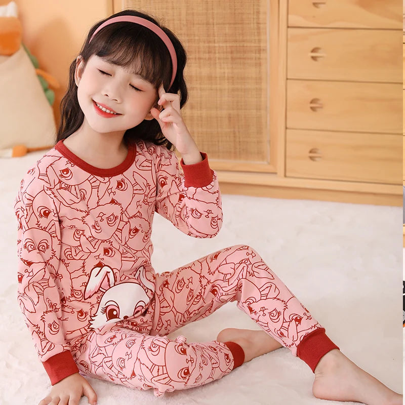 Girls Pajamas Sets 2 to 3 4 5 6 7 8 9 10 11 12 13 14 Years Cotton 100 Toddler Kids Pijamas Long Sleeve Cute Pyjama Pink Cat Pjs