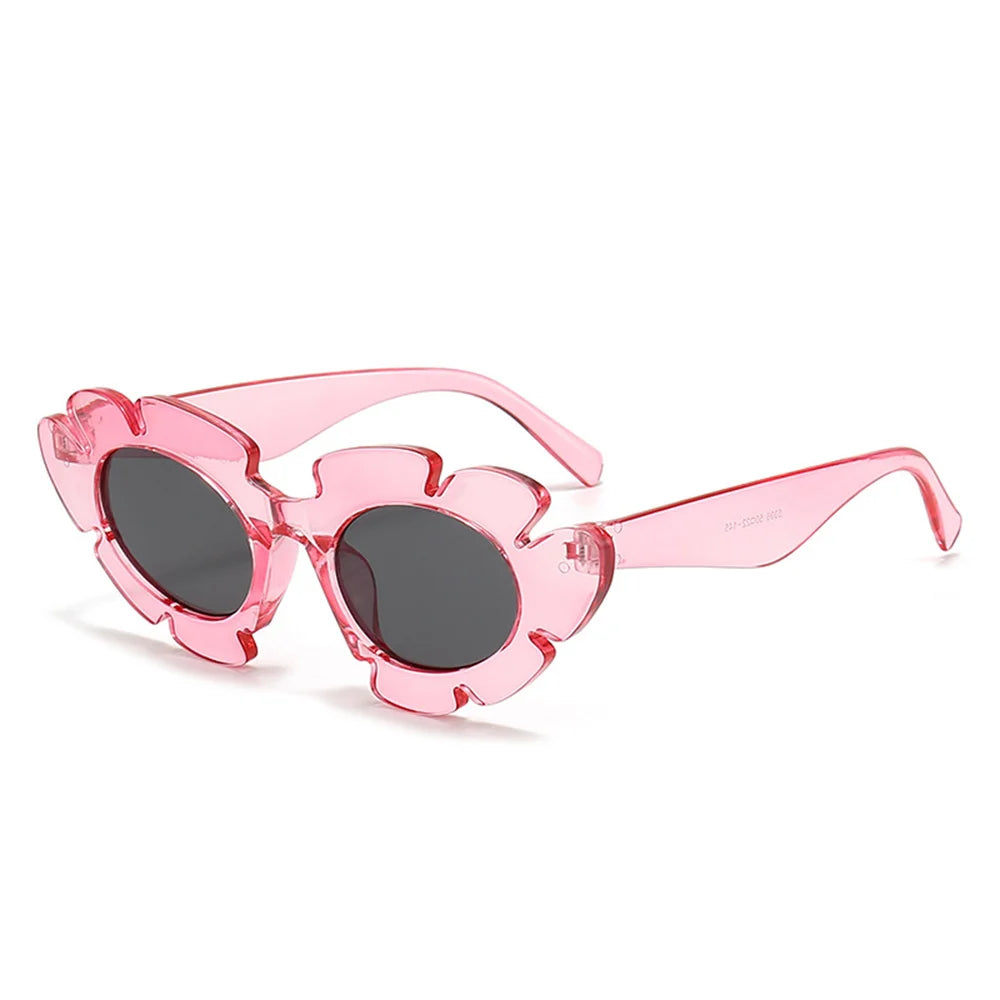 KLASSNUM Fashion Cat Eye Candy Colors Sunglasses Women Retro Brand Designer Flower Shape Eyewear Men Trending Sun Glasses UV400