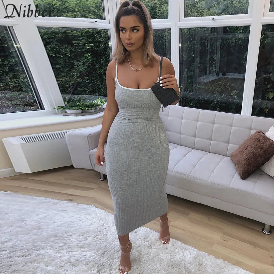 Nibber autumn Elegant pure knitting bodycon long dresss women 2019 sexy club party night simple stretch Slim lace up dress mujer