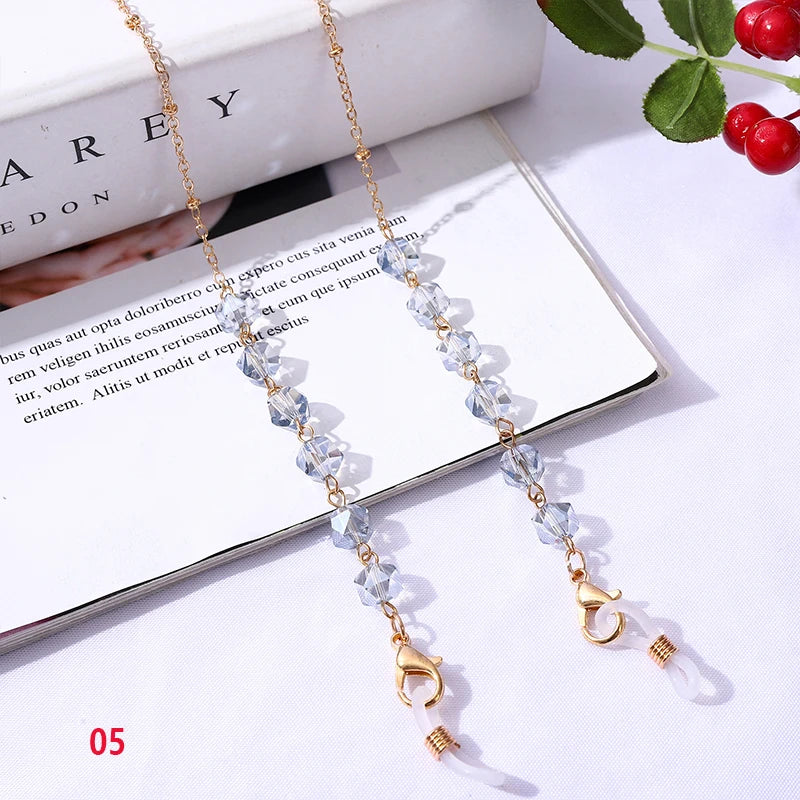 Bohemian Crystal Beaded Glasses Chains Lanyard Face Mask Chain Holder Eyeglass Rope Sunglasses Cord Neck Strap Gift for Women