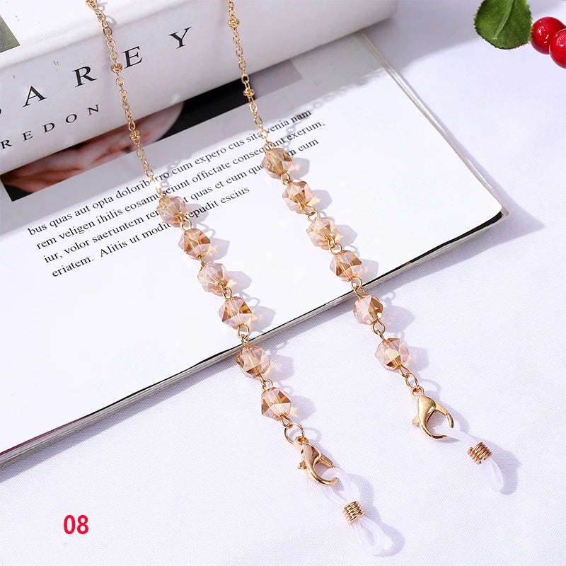 Bohemian Crystal Beaded Glasses Chains Lanyard Face Mask Chain Holder Eyeglass Rope Sunglasses Cord Neck Strap Gift for Women
