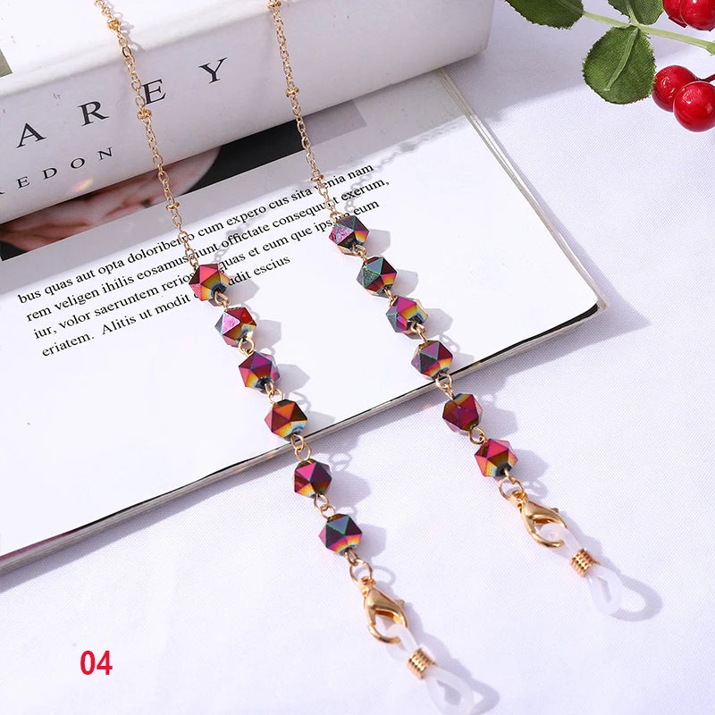Bohemian Crystal Beaded Glasses Chains Lanyard Face Mask Chain Holder Eyeglass Rope Sunglasses Cord Neck Strap Gift for Women