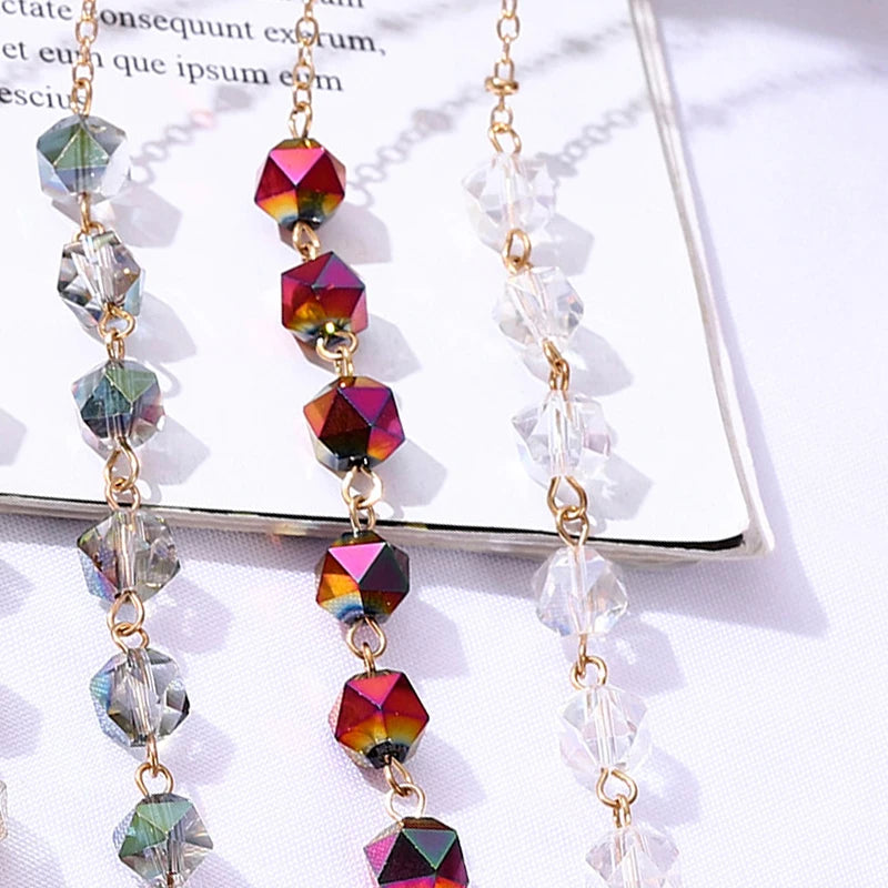 Bohemian Crystal Beaded Glasses Chains Lanyard Face Mask Chain Holder Eyeglass Rope Sunglasses Cord Neck Strap Gift for Women