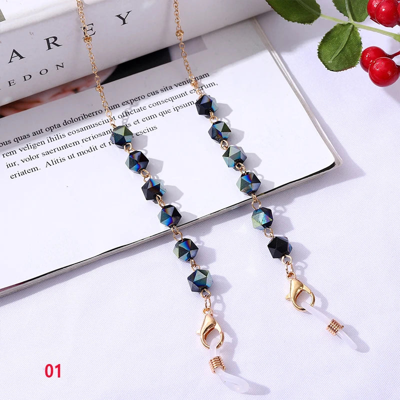 Bohemian Crystal Beaded Glasses Chains Lanyard Face Mask Chain Holder Eyeglass Rope Sunglasses Cord Neck Strap Gift for Women