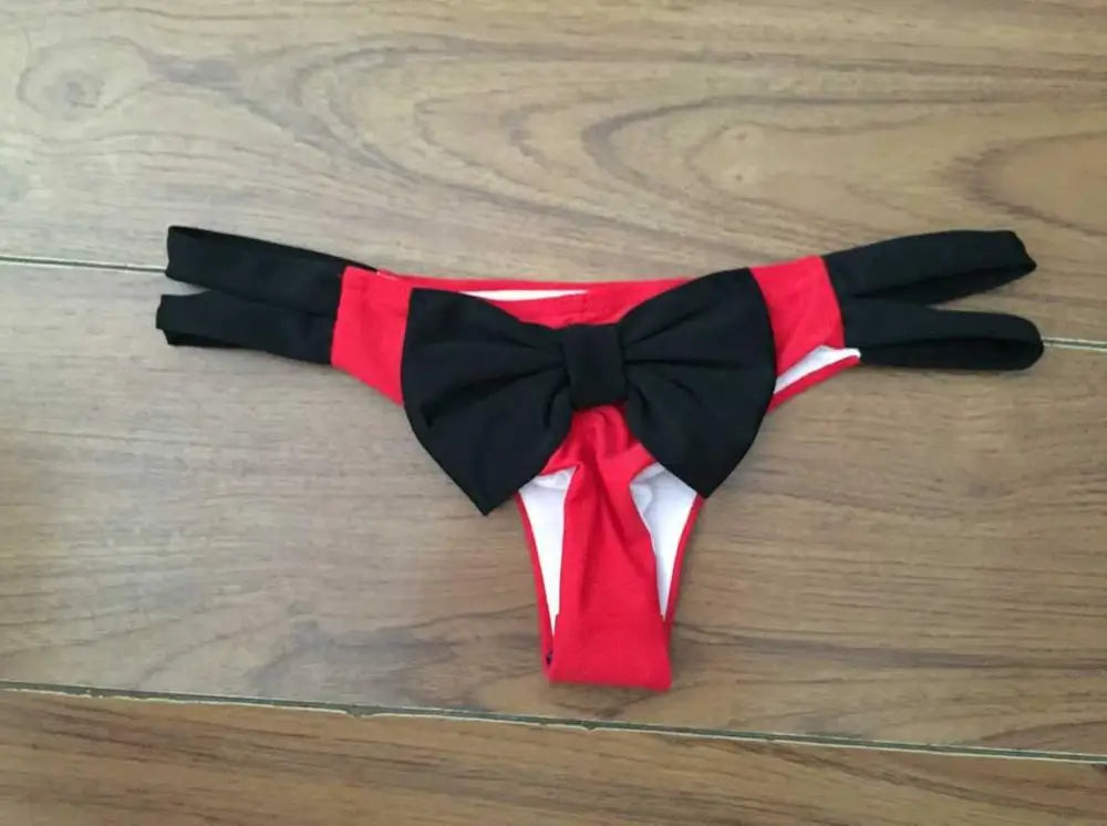 Brazilian Bikini Bottom Panties Summer Bow-knot Women Sexy Beach Thong Swimsuit Bikini Bottoms Underwear