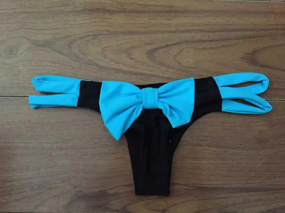 Brazilian Bikini Bottom Panties Summer Bow-knot Women Sexy Beach Thong Swimsuit Bikini Bottoms Underwear