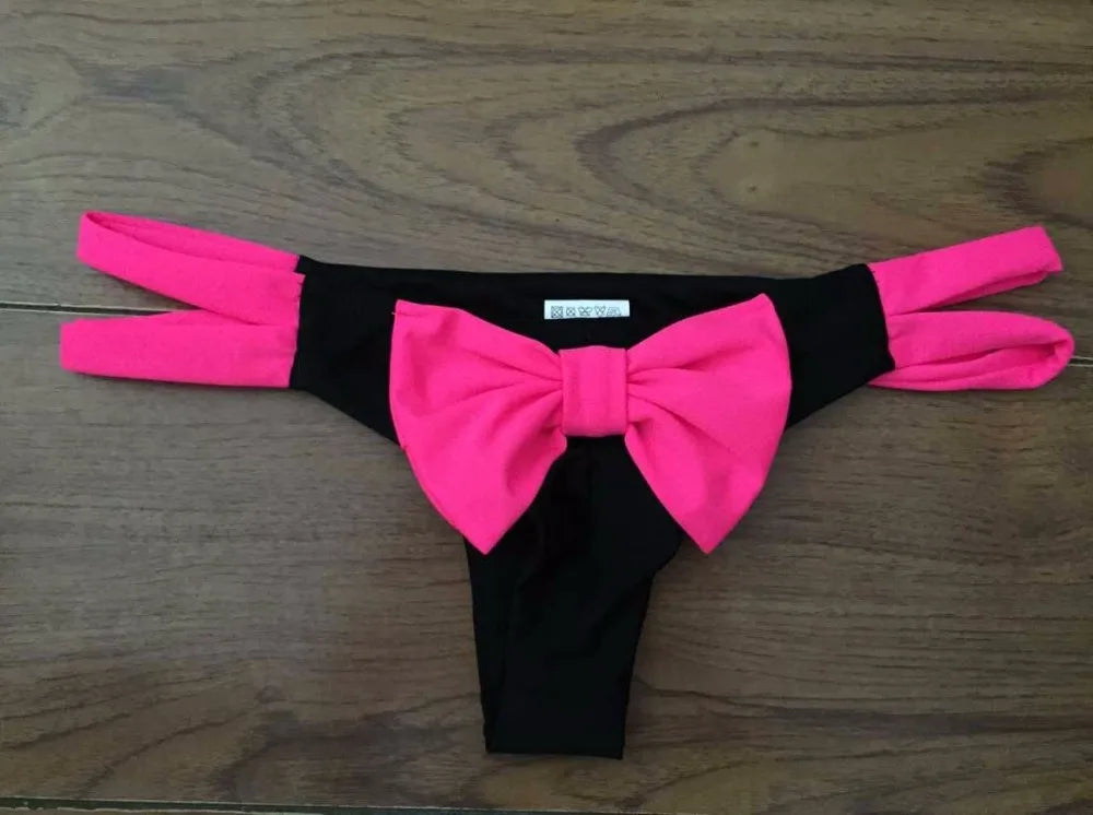 Brazilian Bikini Bottom Panties Summer Bow-knot Women Sexy Beach Thong Swimsuit Bikini Bottoms Underwear