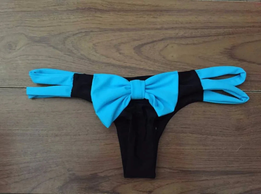 Brazilian Bikini Bottom Panties Summer Bow-knot Women Sexy Beach Thong Swimsuit Bikini Bottoms Underwear