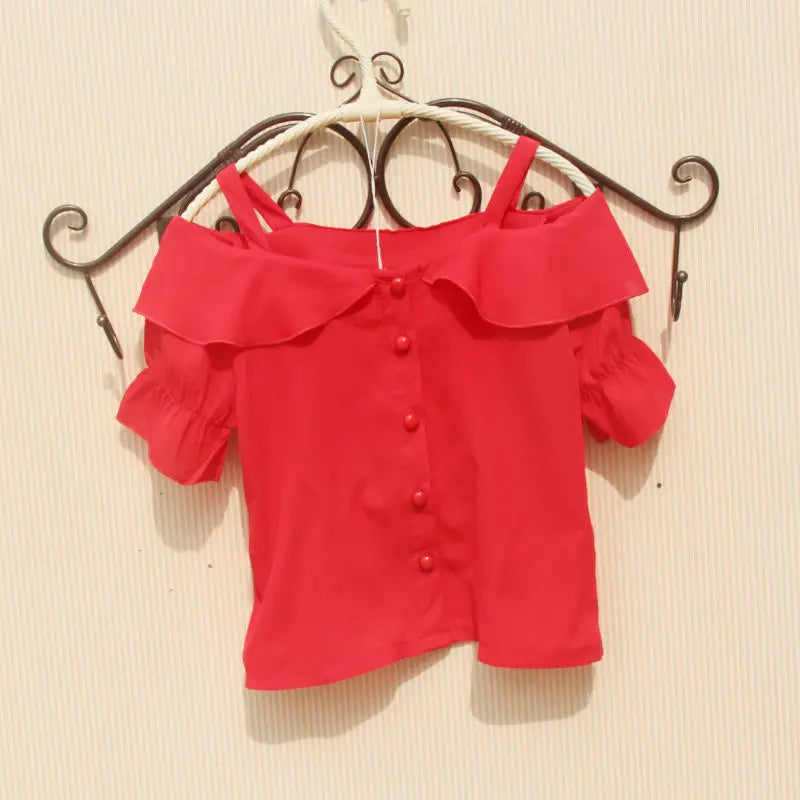 2024 Summer Baby Toddler Teenager Girls White Blouse Chiffon Ruffles Girl Tops Kids Shirt Children Clothes 6 8 10 12 Years
