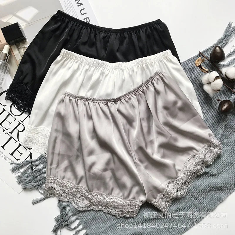 2023 Plus Size Satin Kitten Silky Elastic Waist Women Men Home Sleep Tracksuit Bottom Short Pants Pajama Nightwear Shorts