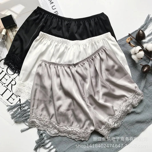 2023 Plus Size Satin Kitten Silky Elastic Waist Women Men Home Sleep Tracksuit Bottom Short Pants Pajama Nightwear Shorts