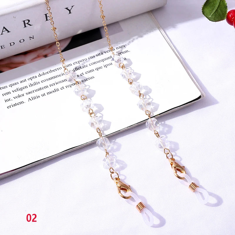 Bohemian Crystal Beaded Glasses Chains Lanyard Face Mask Chain Holder Eyeglass Rope Sunglasses Cord Neck Strap Gift for Women