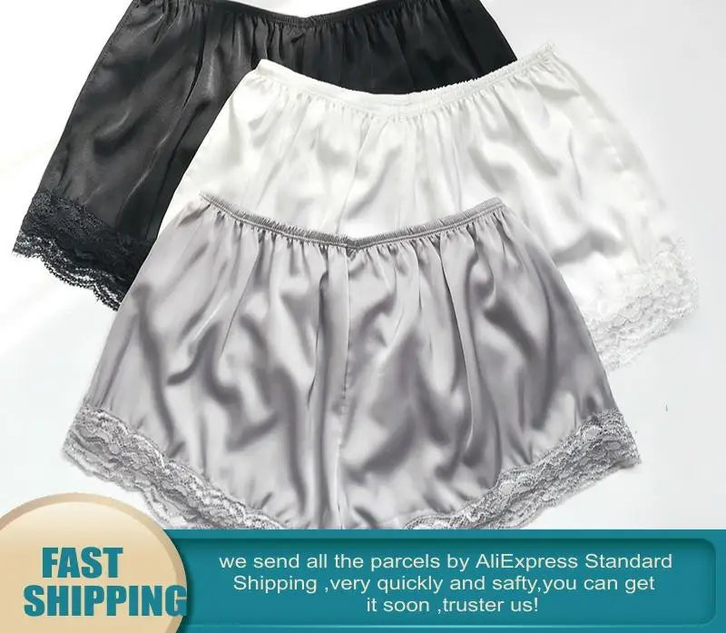 2023 Plus Size Satin Kitten Silky Elastic Waist Women Men Home Sleep Tracksuit Bottom Short Pants Pajama Nightwear Shorts