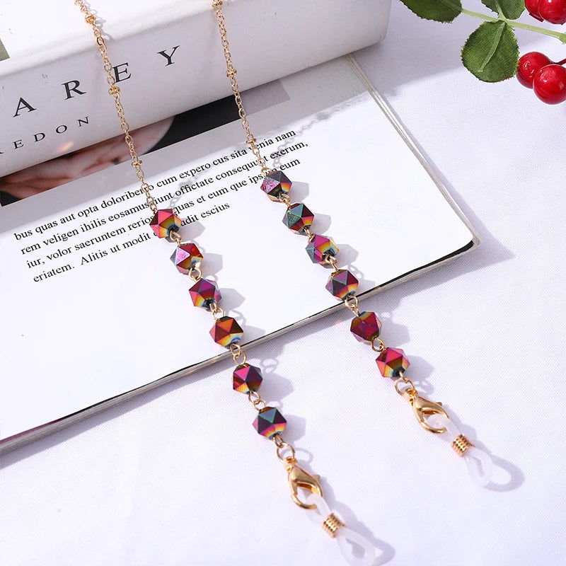 Bohemian Crystal Beaded Glasses Chains Lanyard Face Mask Chain Holder Eyeglass Rope Sunglasses Cord Neck Strap Gift for Women