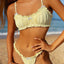 Bikini Sexy Swimsuit Solid Color Sling Pleated Flying Edge Swimsuit