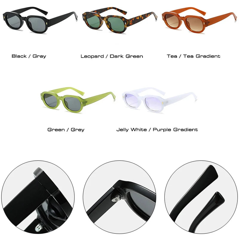 SO&EI Fashion Rivets Men Square Gradient Sunglasses Shades UV400 Retro Jelly Color Women Trending Oval Sun Glasses