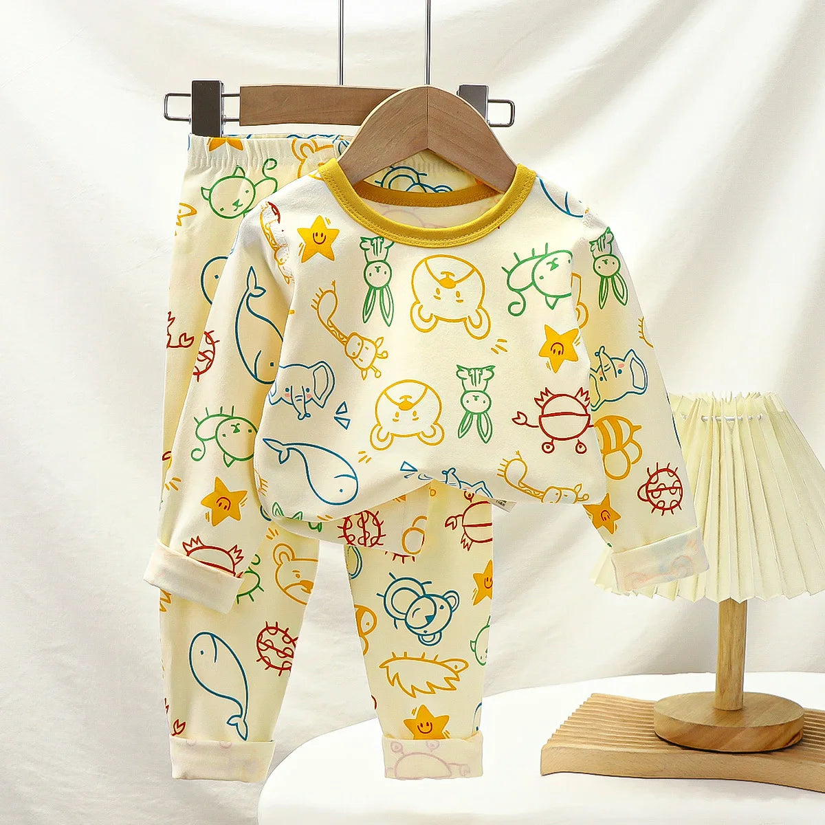 Kid Comfortable Pajamas Two Piece Set Multi Style Long Sleeve Top Trousers Pants Girl Boy Homewear Casual Children Cute Wear