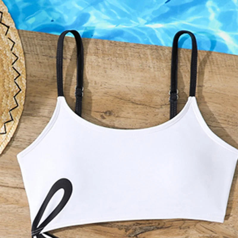 Summer Girls' Swimsuits Sets Children's Patchwork One-piece Suits Kids Pool Swimming Clothing Outfits Toddler Beach Bikini 8-12Y
