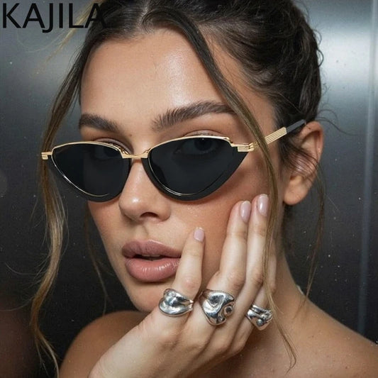 Vintage Small Frame Cat Eye Sunglasses Women 2025 Luxury Brand Fashion Triangle Punk Sun Glasses For Ladies Trendy Shades UV400