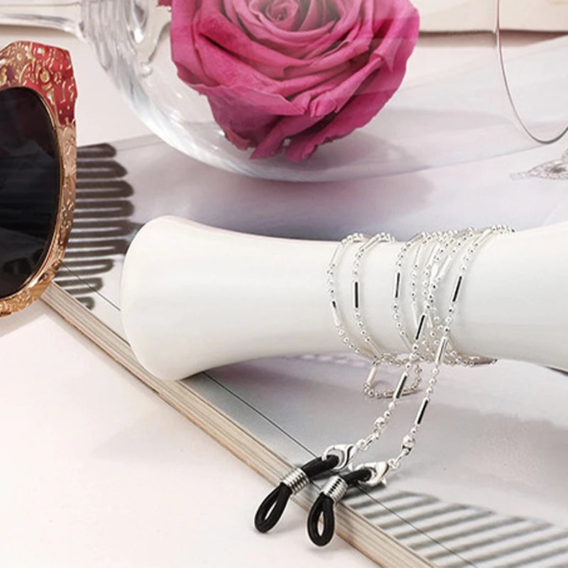 Steampunk Fashion Pearl Mask Chains Glasses Chain for Women Retro Metal Sunglasses Lanyards Eyewear Cord Holder Neck Strap