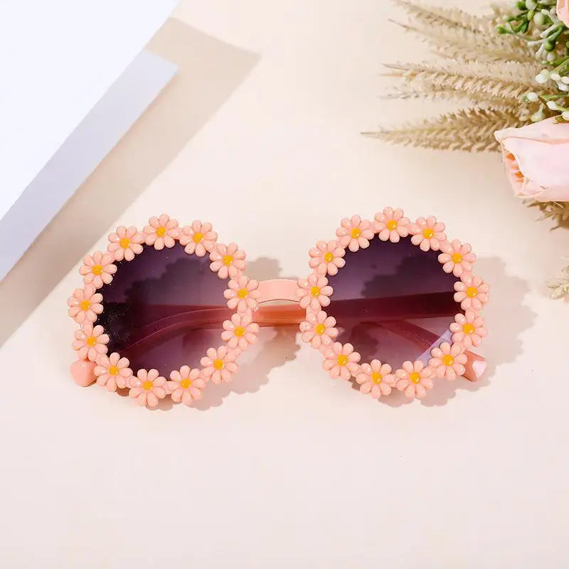Round Flower Sun Glasses For Kids Cute Daisy Sunglasses Children Outdoor Sun Protection Shades Fashion Funny Party Eyewear
