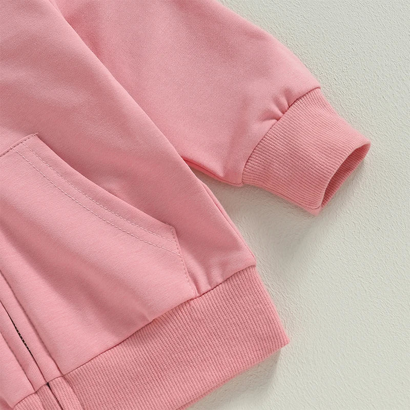 Solid Casual Zip Up Hooded Coat For Toddler Boys Girls Hoodies Jacket Long Sleeve Kids Coat Fall Winter Clothes Outerwear