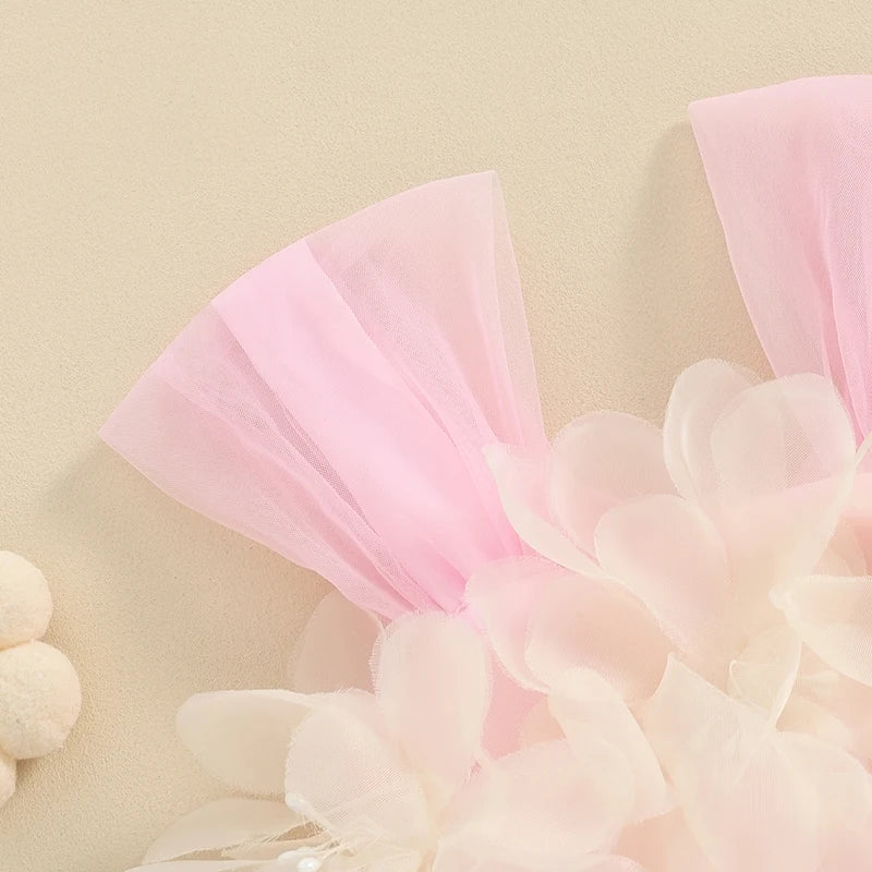 Summer Infant Baby Girls Rompers Dress Sleeveless 3D Flower Decor Tulle Patchwork Newborn Infant Jumpsuit Toddler Clothes