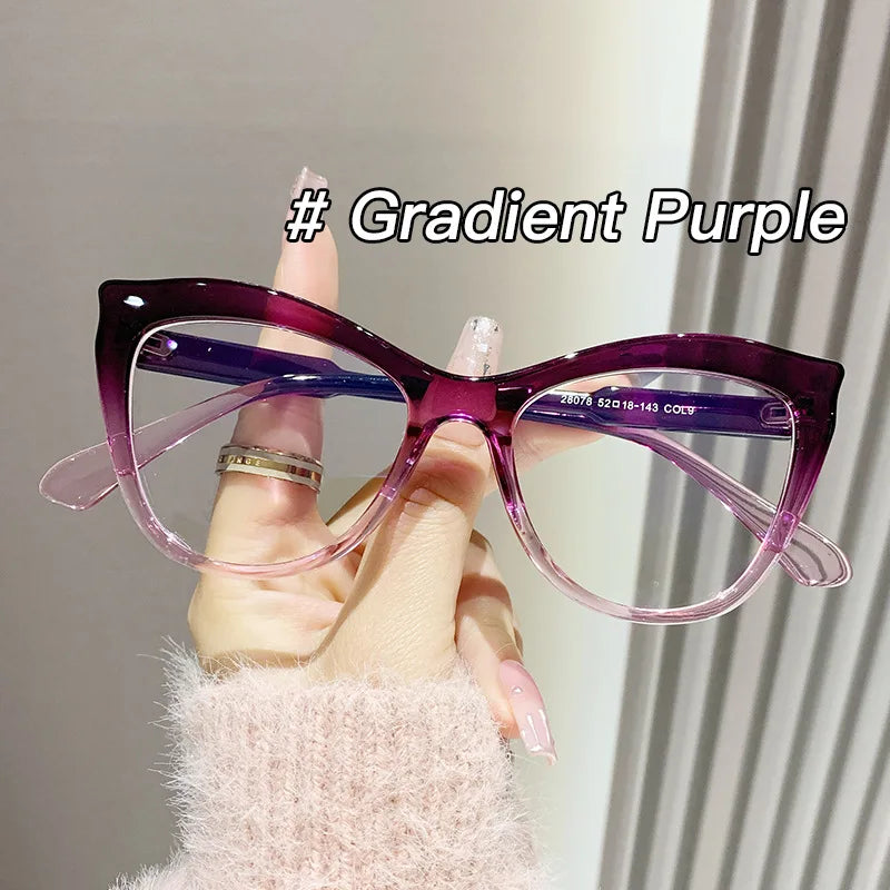 Fashion Cat Eye Reading Glasses Women Personalized Computer Eyeglasses T-shaped Optical Glasses Anti Blue Light Blocking Eyewear
