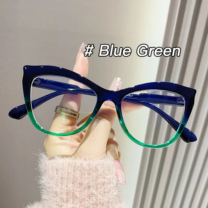 Fashion Cat Eye Reading Glasses Women Personalized Computer Eyeglasses T-shaped Optical Glasses Anti Blue Light Blocking Eyewear