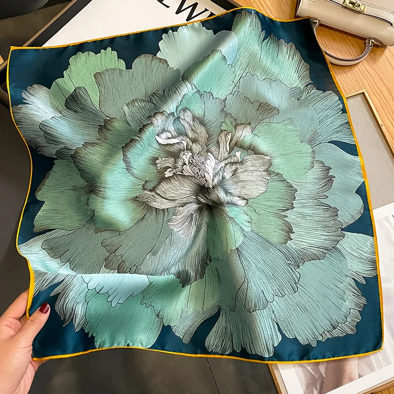 New 100% Real Silk Scarf For Woman Vintage Leopard Head Hair Scarfs Small Square Bandana Femme Office Neckerchief SD0201