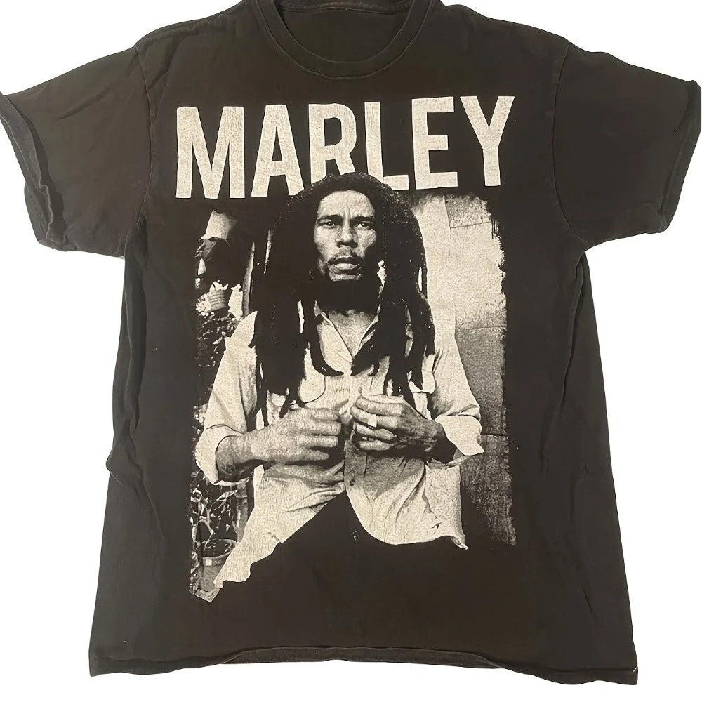 Men'S and Women'S Graphic Tee 220Gsm Heavyweight Short Sleeve Round Neck Casual Shirt Featuring The Iconic One Love Rasta Design