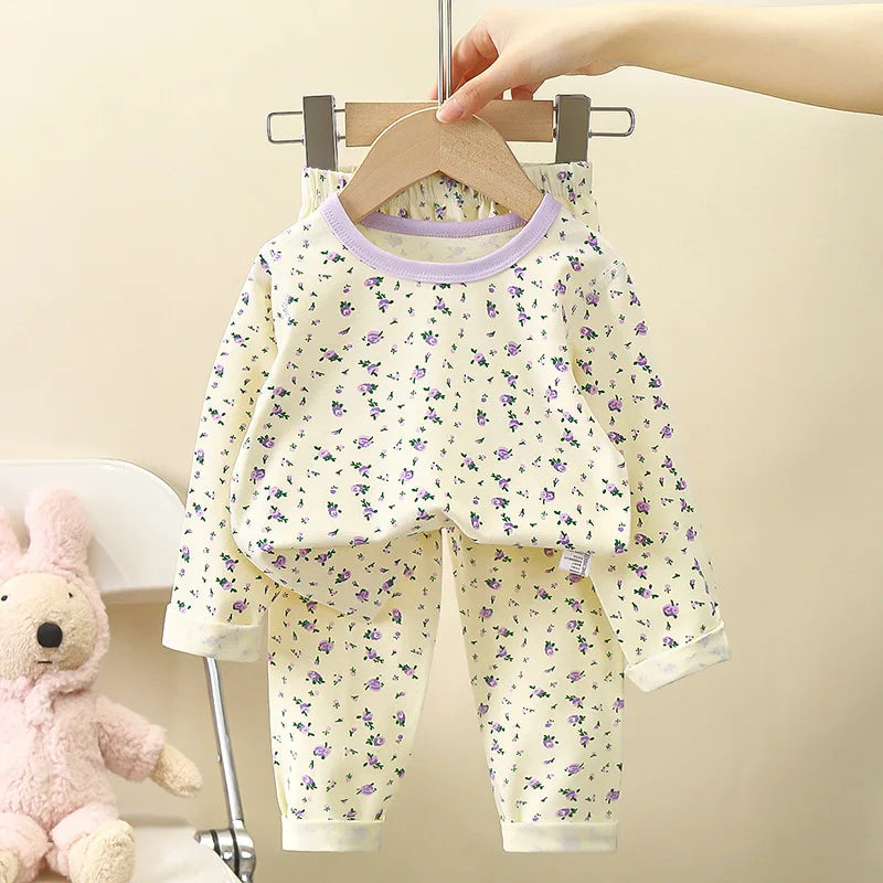 Kid Comfortable Pajamas Two Piece Set Multi Style Long Sleeve Top Trousers Pants Girl Boy Homewear Casual Children Cute Wear