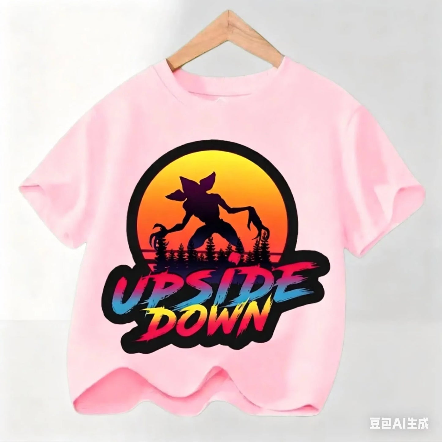 Graphic Party T-shirt, Cool Casual Clothing for Fans, Kids' T-shirt with Hot Stranger Movie Theme for Boys and Girls, Modern