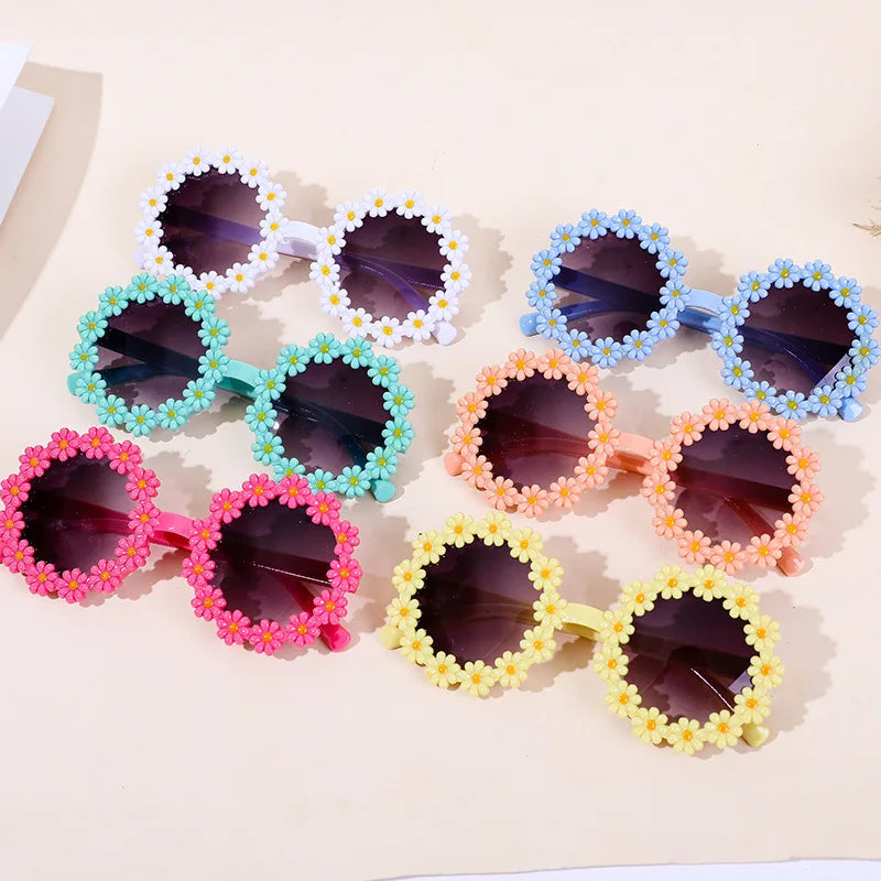 Round Flower Sun Glasses For Kids Cute Daisy Sunglasses Children Outdoor Sun Protection Shades Fashion Funny Party Eyewear