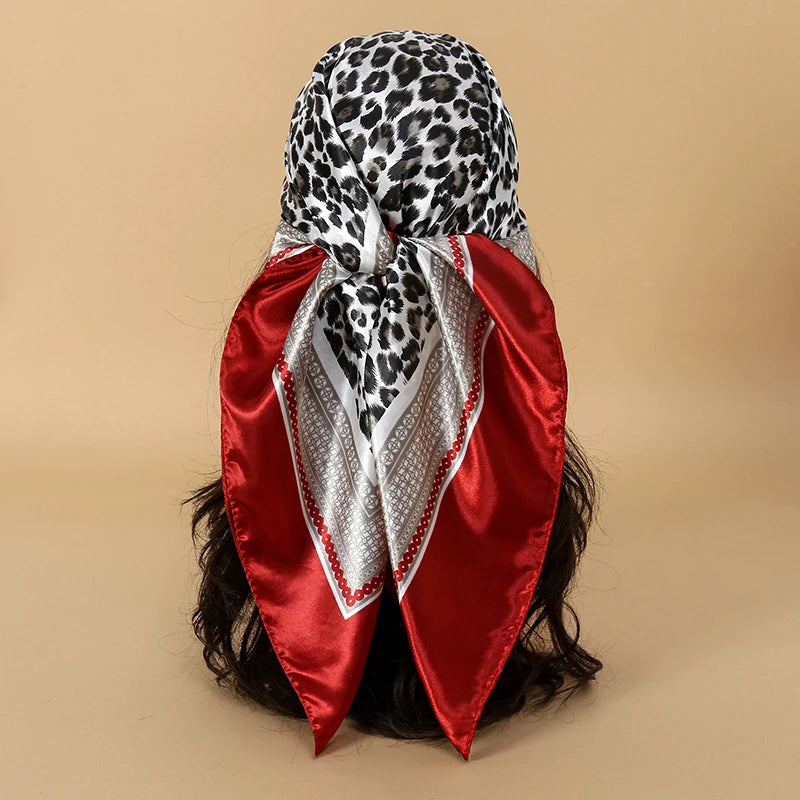 90*90cm Square Silk Scarf Women Fashion Designer Beautiful flowers Foulard Soft Satin Shawl Kerchief Scarfs Neck Headscarf
