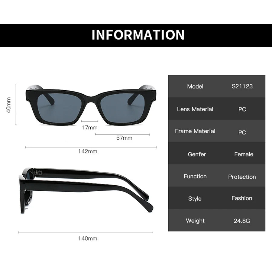 Vintage Rectangle Classics Sunglasses Women Fashion Retro Brand Designer Cat Eye Sun Glasses UV400 Shades Eyewear Men Goggles