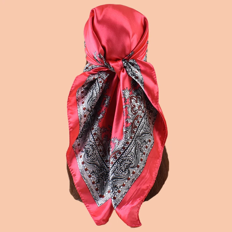 1PC Women's Summer Beach Accessory Fashion Satin Square Scarf 90*90inch Multi-use Headscarf Party Use Versatile Hair Towel