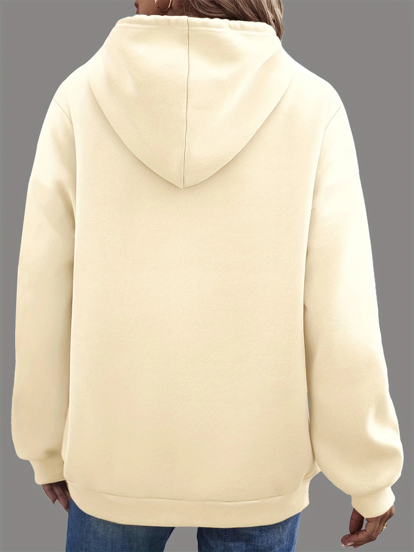 Women's autumn and winter warm loose casual pattern printed suede long sleeved hooded sweatshirt