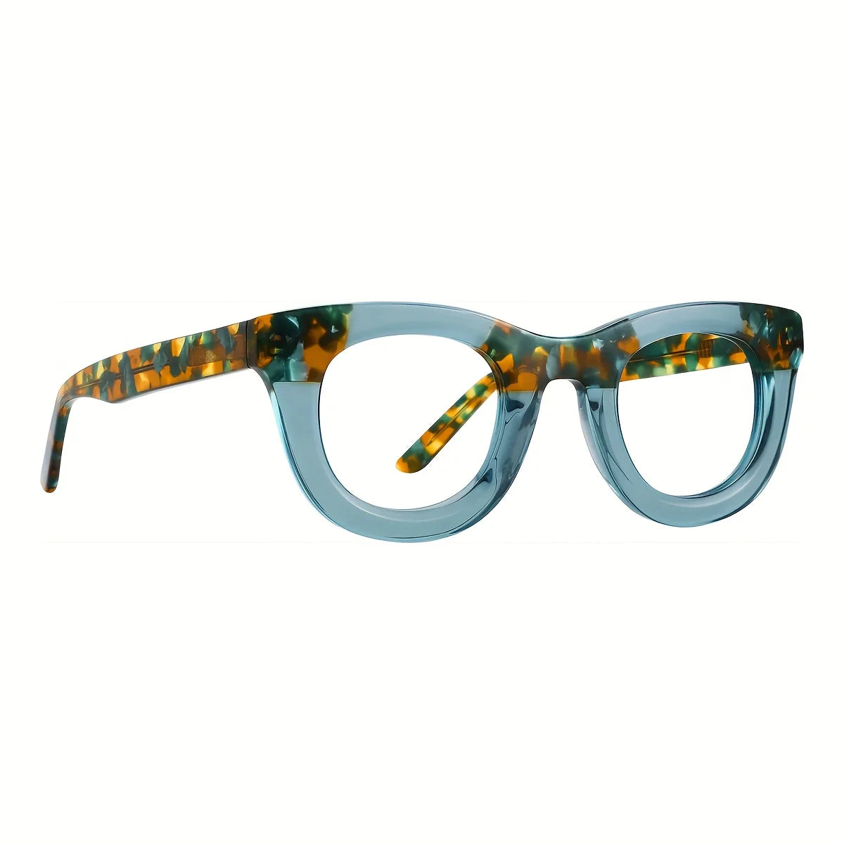 FYTOO Acetate Eyeglass Frames Two-Tone Cat-Eye Full-Rim Optical Frames for Daily & Fashion Wear 56023-c11