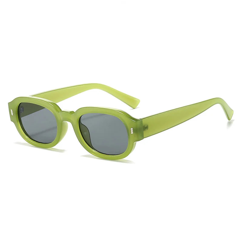SO&EI Fashion Rivets Men Square Gradient Sunglasses Shades UV400 Retro Jelly Color Women Trending Oval Sun Glasses