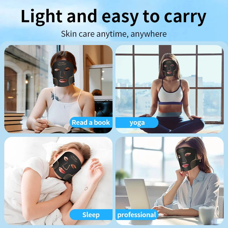 7 Colors LED Photon 630nm Red Light Therapy Mask Face Silicone LED Mask for Anti-Aging Wrinkles Skin Rejuvenation Beauty Mask