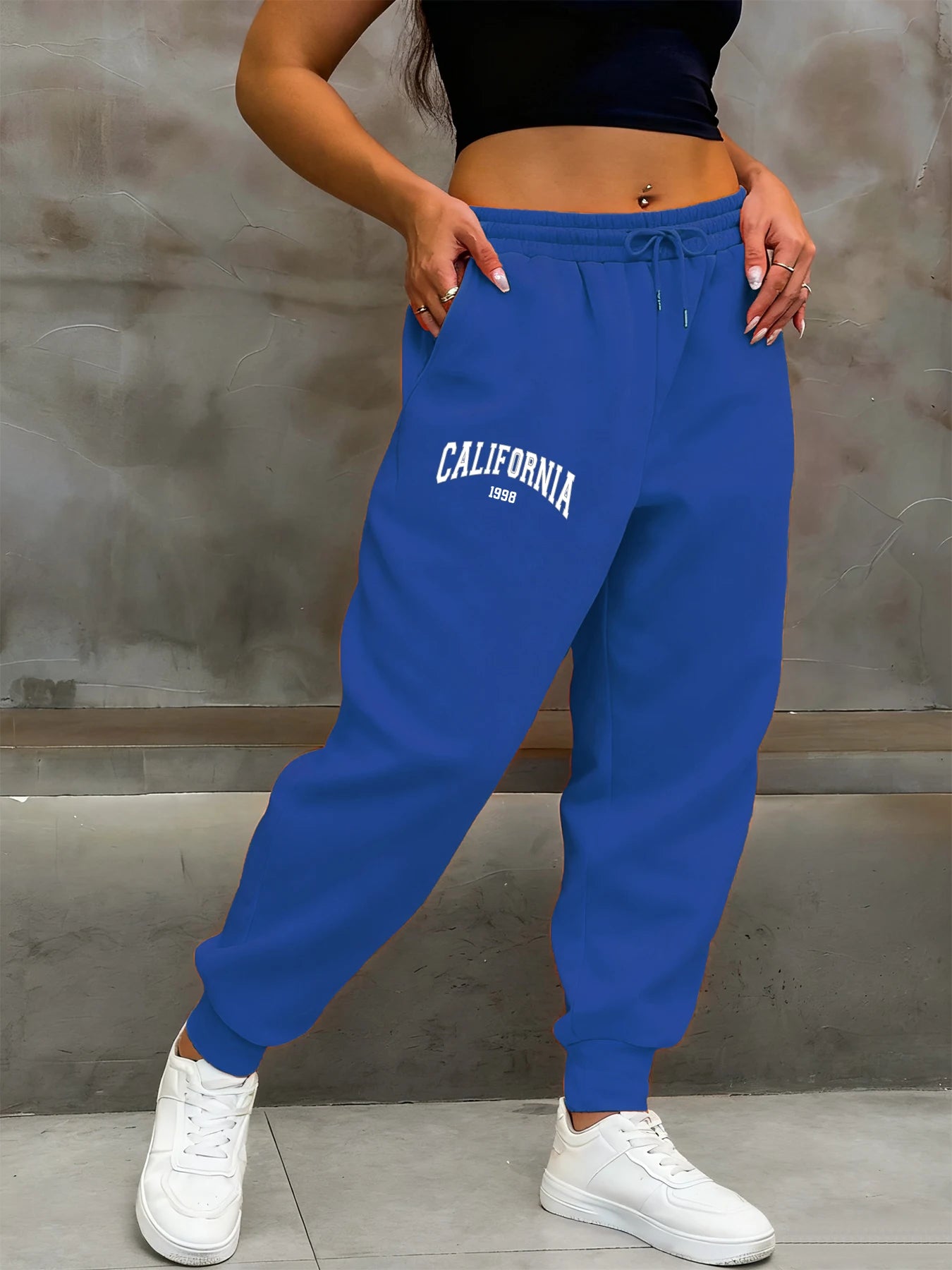 California 1998 Letter Printing Woman Sweatpants Fashion Comfy Long Pants Trendy Basic Trousers Casual Elastic Waist Pant