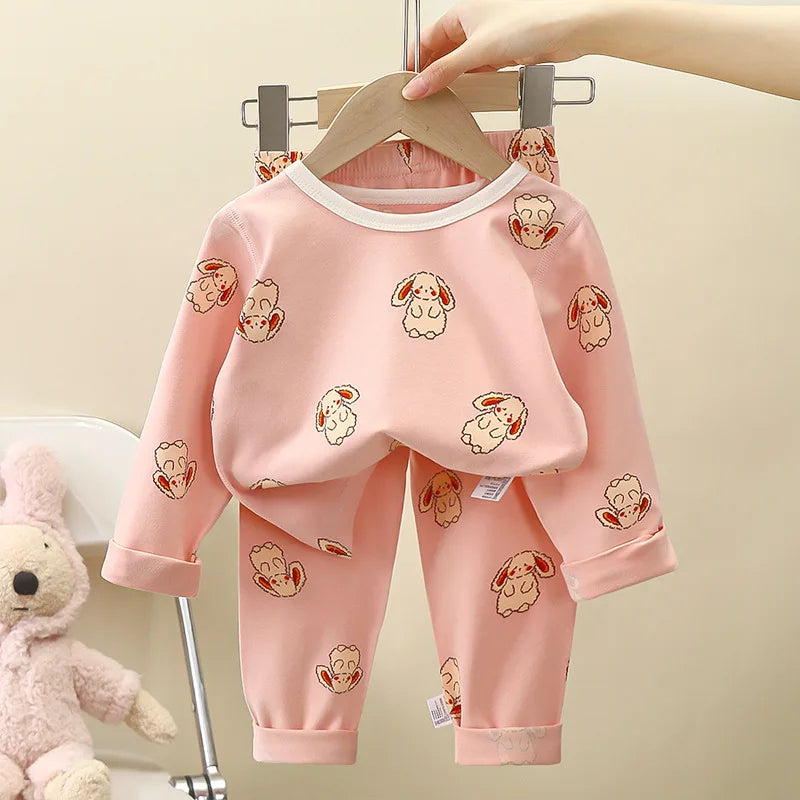 Kid Comfortable Pajamas Two Piece Set Multi Style Long Sleeve Top Trousers Pants Girl Boy Homewear Casual Children Cute Wear