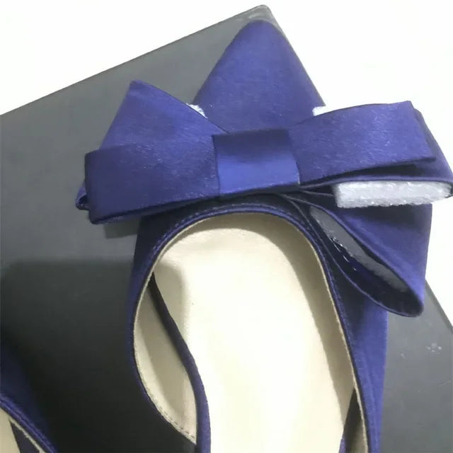 2024 Spring and Summer Women's Shoes Korean Silk Satin Pointed Bow Tie Slippers Baotou Flat Heel Sets Semi Slippers